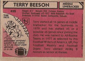 1980 Topps #428 Terry Beeson Back