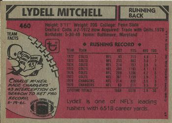1980 Topps #460 Lydell Mitchell Back