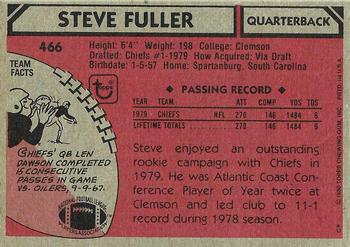1980 Topps #466 Steve Fuller Back