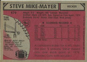 1980 Topps #479 Steve Mike-Mayer Back