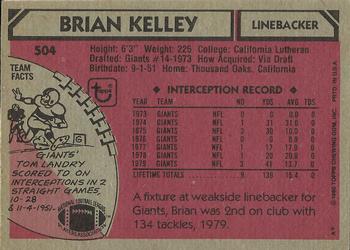 1980 Topps #504 Brian Kelley Back