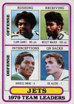 1980 Topps #507 Clark Gaines / Wesley Walker / Burgess Owens / Joe Klecko Front