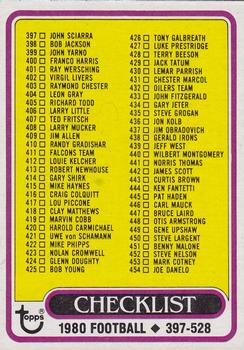 1980 Topps #509 Checklist 397-528 Front