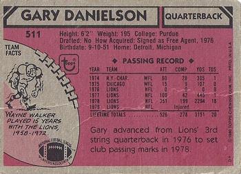 1980 Topps #511 Gary Danielson Back