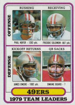 1980 Topps #526 Paul Hofer / Freddie Solomon / James Owens / Dwaine Board Front