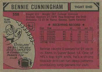 1980 Topps #528 Bennie Cunningham Back