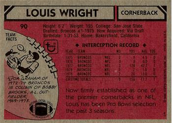 1980 Topps #90 Louis Wright Back