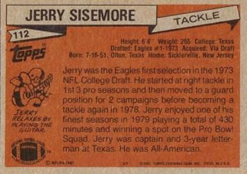 1981 Topps #112 Jerry Sisemore Back
