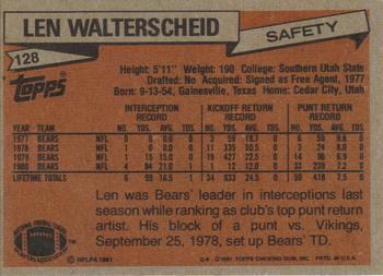 1981 Topps #128 Len Walterscheid Back