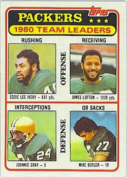 1981 Topps #151 Eddie Lee Ivery / James Lofton / Johnnie Gray / Mike Butler Front