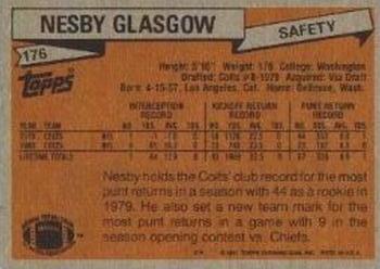 1981 Topps #176 Nesby Glasgow Back