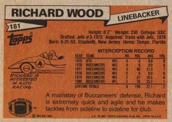 1981 Topps #181 Richard Wood Back