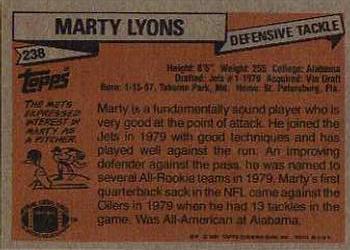 1981 Topps #238 Marty Lyons Back
