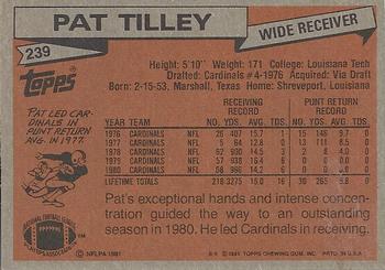 1981 Topps #239 Pat Tilley Back