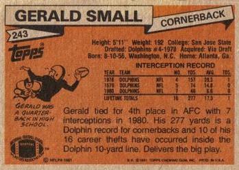 1981 Topps #243 Gerald Small Back