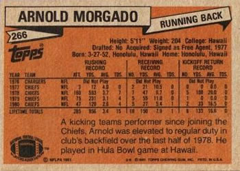 1981 Topps #266 Arnold Morgado Back