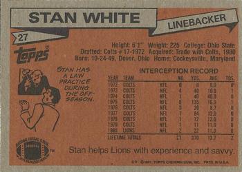 1981 Topps #27 Stan White Back