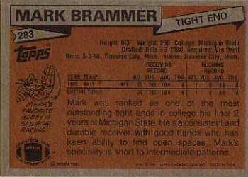 1981 Topps #283 Mark Brammer Back