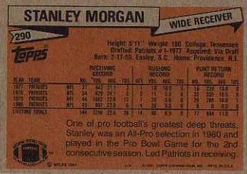 1981 Topps #290 Stanley Morgan Back