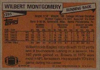 1981 Topps #295 Wilbert Montgomery Back