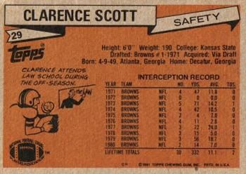 1981 Topps #29 Clarence Scott Back