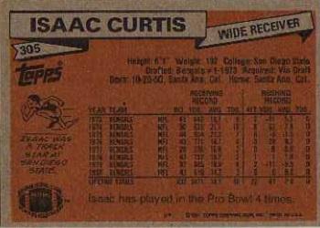1981 Topps #305 Isaac Curtis Back