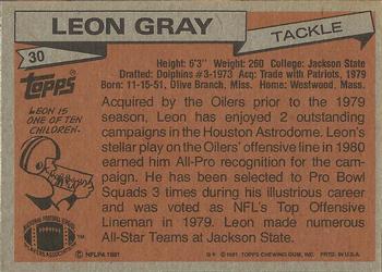 1981 Topps #30 Leon Gray Back