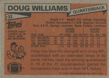 1981 Topps #32 Doug Williams Back