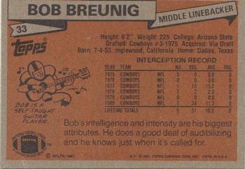 1981 Topps #33 Bob Breunig Back