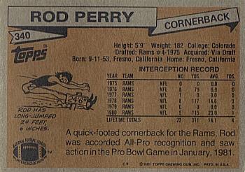 1981 Topps #340 Rod Perry Back