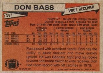 1981 Topps #347 Don Bass Back