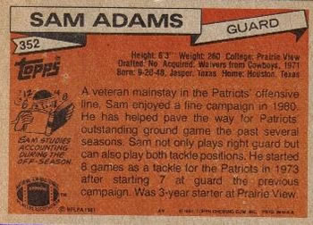 1981 Topps #352 Sam Adams Back