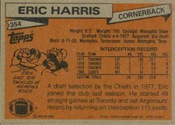 1981 Topps #354 Eric Harris Back