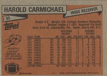1981 Topps #35 Harold Carmichael Back