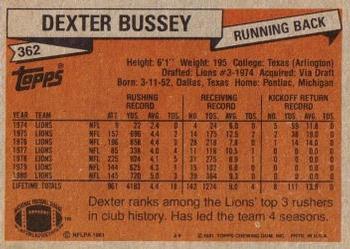 1981 Topps #362 Dexter Bussey Back