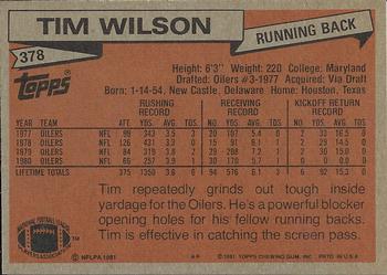1981 Topps #378 Tim Wilson Back