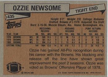 1981 Topps #435 Ozzie Newsome Back