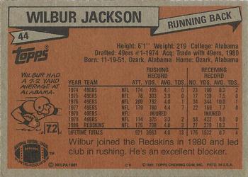 1981 Topps #44 Wilbur Jackson Back