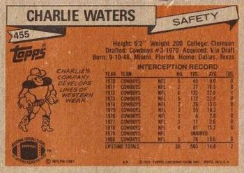 1981 Topps #455 Charlie Waters Back
