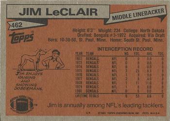 1981 Topps #462 Jim LeClair Back