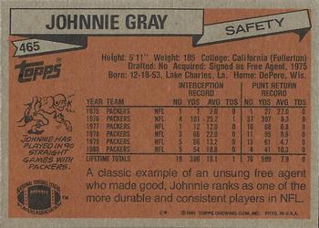 1981 Topps #465 Johnnie Gray Back