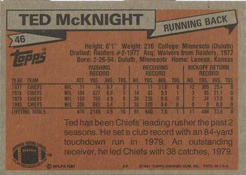 1981 Topps #46 Ted McKnight Back