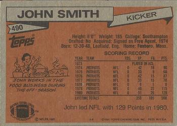 1981 Topps #490 John Smith Back