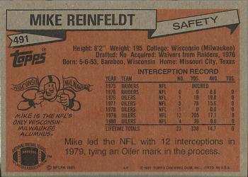 1981 Topps #491 Mike Reinfeldt Back