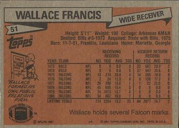 1981 Topps #51 Wallace Francis Back