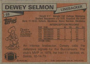 1981 Topps #68 Dewey Selmon Back