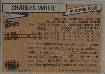 1981 Topps #69 Charles White Back