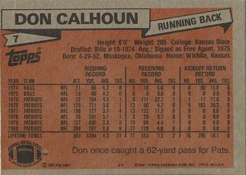 1981 Topps #7 Don Calhoun Back