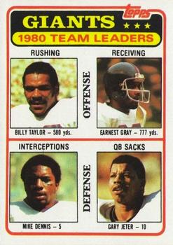 1981 Topps #188 Billy Taylor / Earnest Gray / Mike Dennis / Gary Jeter Front