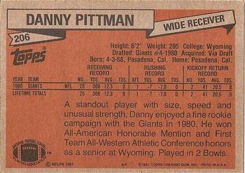 1981 Topps #206 Danny Pittman Back